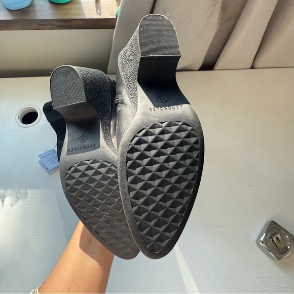 AEROSOLES Memphis Wedge Knee High Boot BLACK 8.5 Comfort Elastic Genuine Leather - Picture 13 of 15